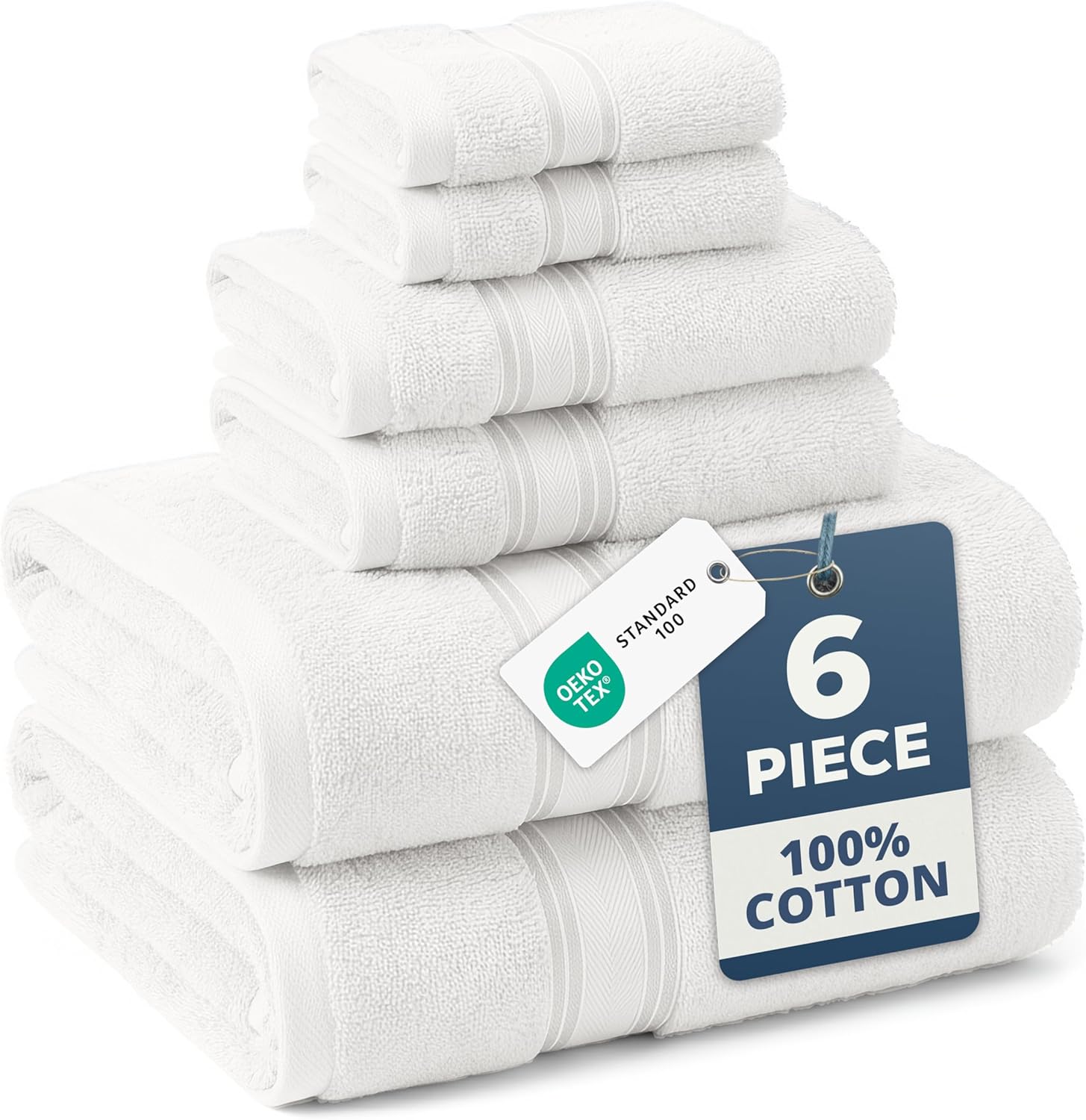LANE LINEN 6-Pack Bath Towels