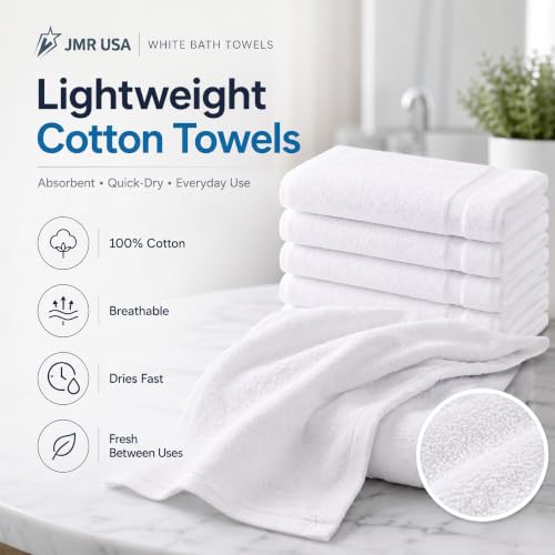 JMR White Bath Towels Bulk view 3