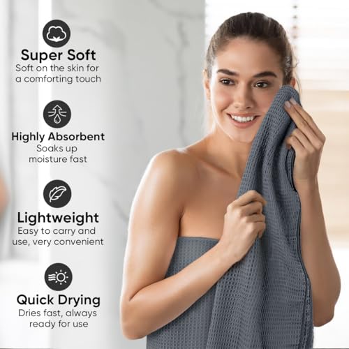 HOMEXCEL Waffle Bath Towels Set view 3
