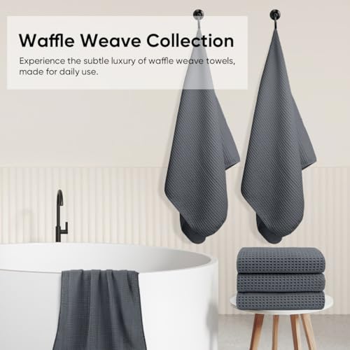 HOMEXCEL Waffle Bath Towels Set view 5