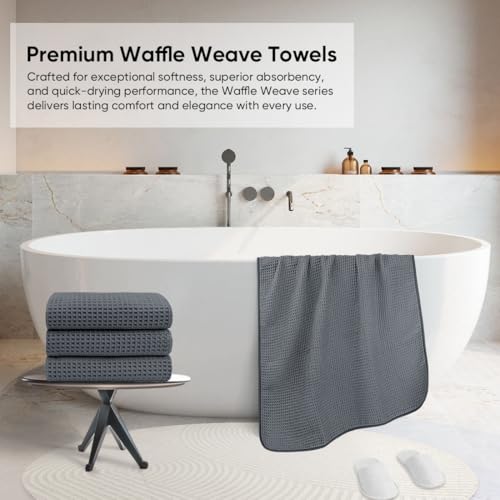 HOMEXCEL Waffle Bath Towels Set view 4