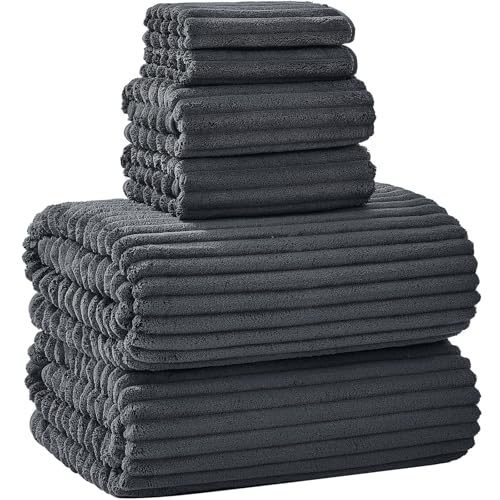 NALIVO Extra Large 40x80 bath sheet set in charcoal grey