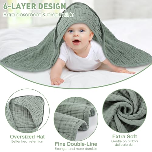 Synrroe 2 Pack Hooded Muslin view 5