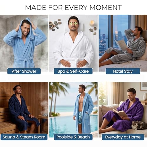 PJGGZ Men's Bathrobe with Hood view 4