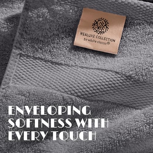 White Classic Wealuxe Grey Towels view 3