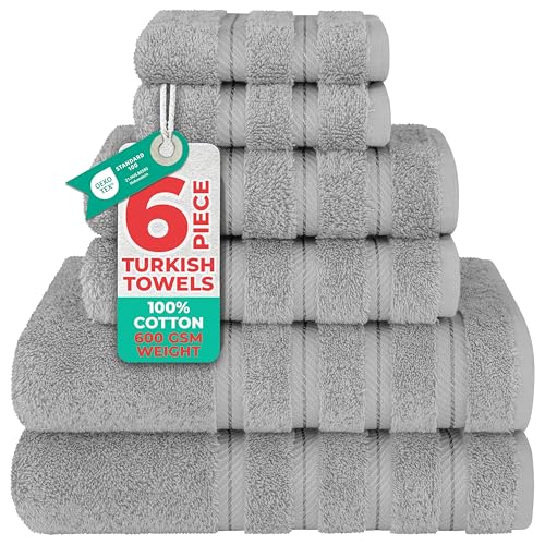 American Soft Linen 600 GSM Turkish cotton 6-piece set in light grey