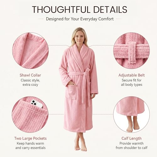 PJGGZ Women's Shawl Collar Bathrobe view 4