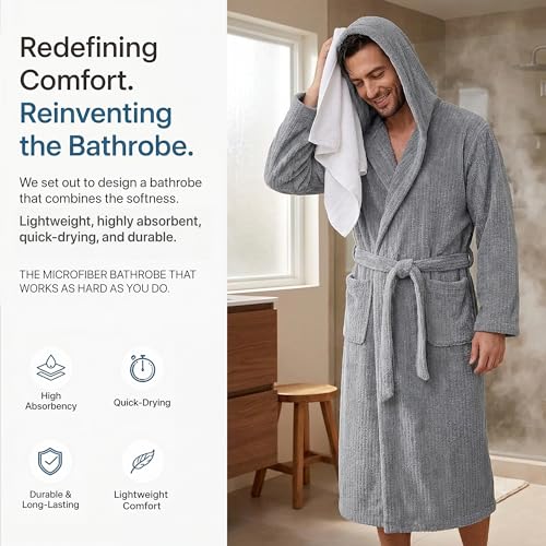 PJGGZ Men's Bathrobe with Hood view 2