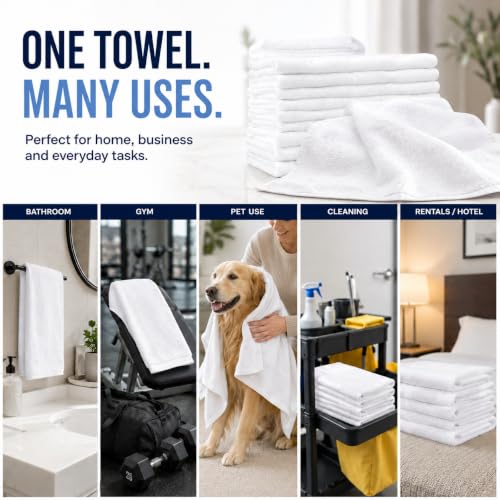 JMR White Bath Towels Bulk view 4